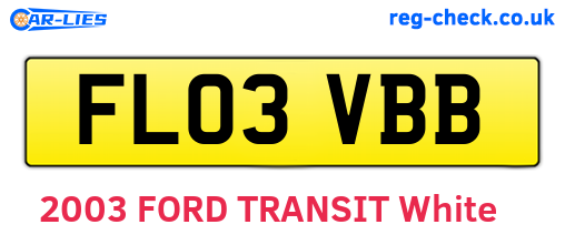 FL03VBB are the vehicle registration plates.