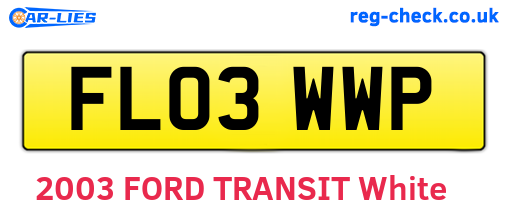 FL03WWP are the vehicle registration plates.