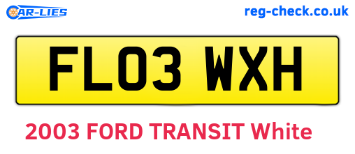 FL03WXH are the vehicle registration plates.