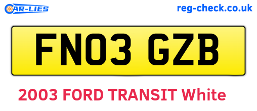 FN03GZB are the vehicle registration plates.