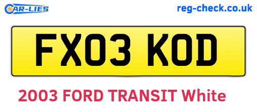 FX03KOD are the vehicle registration plates.