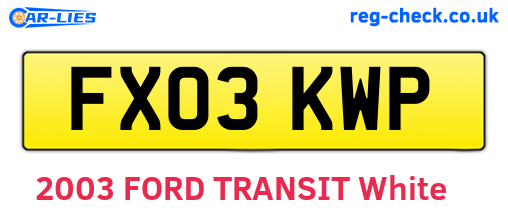 FX03KWP are the vehicle registration plates.