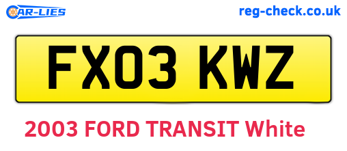 FX03KWZ are the vehicle registration plates.