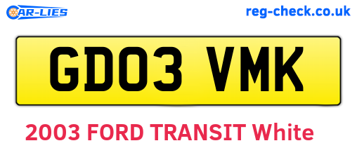 GD03VMK are the vehicle registration plates.