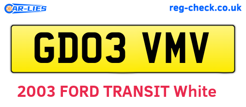 GD03VMV are the vehicle registration plates.