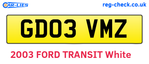 GD03VMZ are the vehicle registration plates.