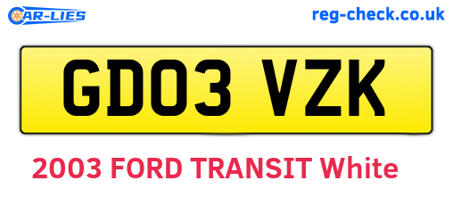 GD03VZK are the vehicle registration plates.