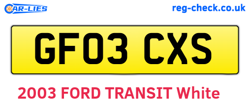 GF03CXS are the vehicle registration plates.