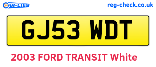 GJ53WDT are the vehicle registration plates.