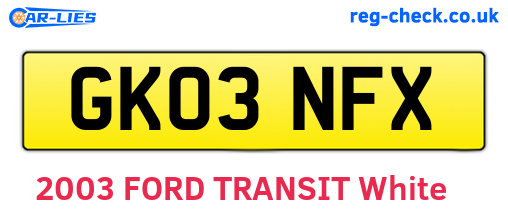GK03NFX are the vehicle registration plates.