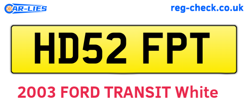 HD52FPT are the vehicle registration plates.