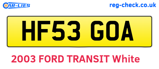 HF53GOA are the vehicle registration plates.