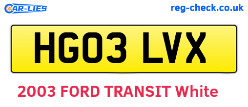 HG03LVX are the vehicle registration plates.