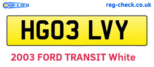 HG03LVY are the vehicle registration plates.