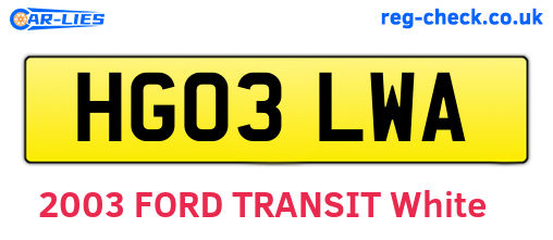 HG03LWA are the vehicle registration plates.