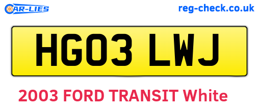 HG03LWJ are the vehicle registration plates.