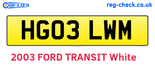 HG03LWM are the vehicle registration plates.