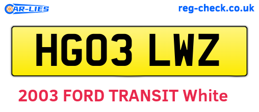 HG03LWZ are the vehicle registration plates.