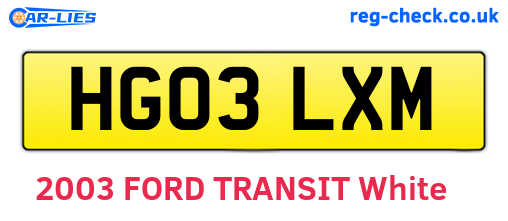 HG03LXM are the vehicle registration plates.