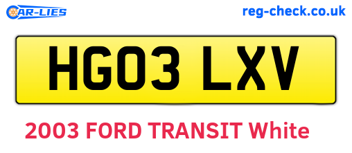 HG03LXV are the vehicle registration plates.