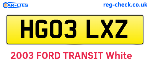 HG03LXZ are the vehicle registration plates.