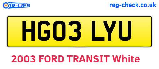 HG03LYU are the vehicle registration plates.