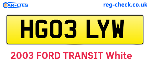 HG03LYW are the vehicle registration plates.
