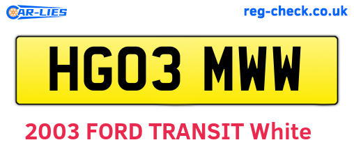 HG03MWW are the vehicle registration plates.