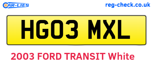 HG03MXL are the vehicle registration plates.