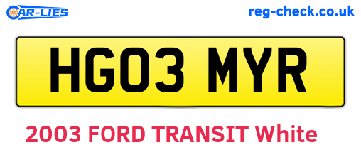 HG03MYR are the vehicle registration plates.