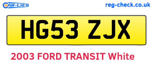 HG53ZJX are the vehicle registration plates.