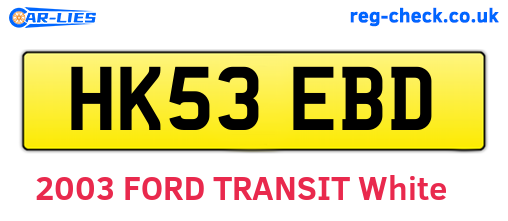 HK53EBD are the vehicle registration plates.