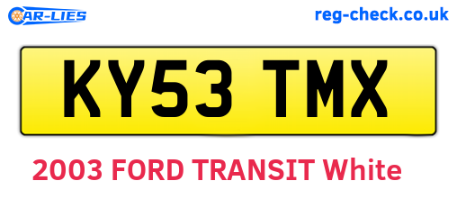 KY53TMX are the vehicle registration plates.