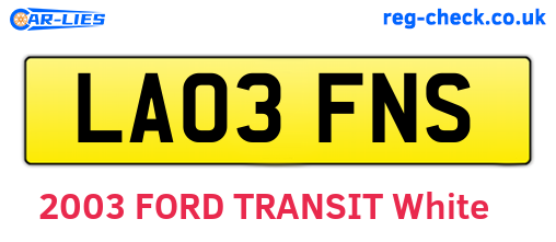 LA03FNS are the vehicle registration plates.