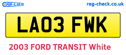 LA03FWK are the vehicle registration plates.