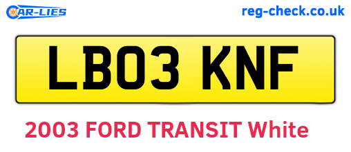LB03KNF are the vehicle registration plates.
