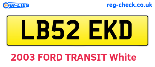 LB52EKD are the vehicle registration plates.
