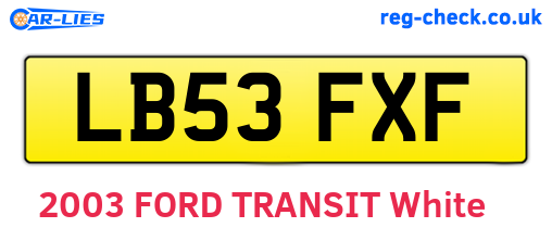 LB53FXF are the vehicle registration plates.