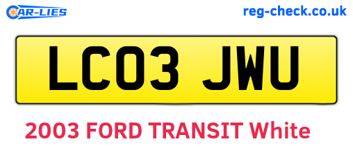LC03JWU are the vehicle registration plates.