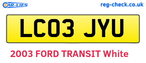 LC03JYU are the vehicle registration plates.