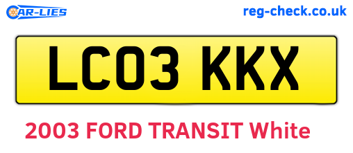 LC03KKX are the vehicle registration plates.