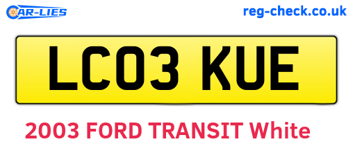 LC03KUE are the vehicle registration plates.