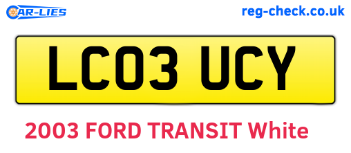 LC03UCY are the vehicle registration plates.