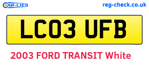 LC03UFB are the vehicle registration plates.