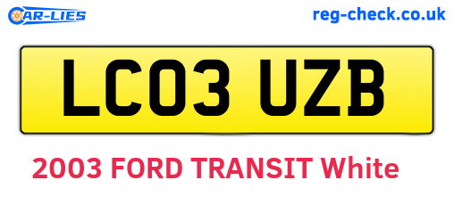 LC03UZB are the vehicle registration plates.