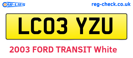 LC03YZU are the vehicle registration plates.