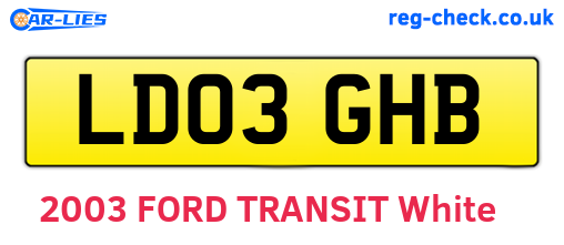 LD03GHB are the vehicle registration plates.