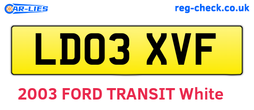 LD03XVF are the vehicle registration plates.