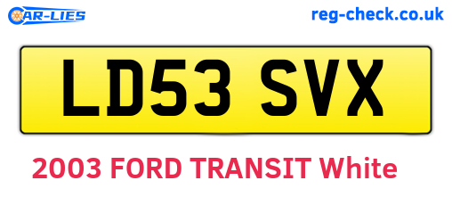 LD53SVX are the vehicle registration plates.
