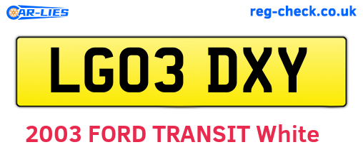 LG03DXY are the vehicle registration plates.